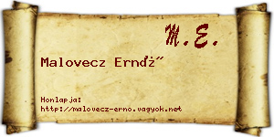 Malovecz Ernő névjegykártya