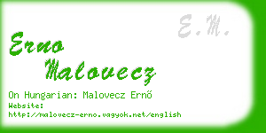 erno malovecz business card
